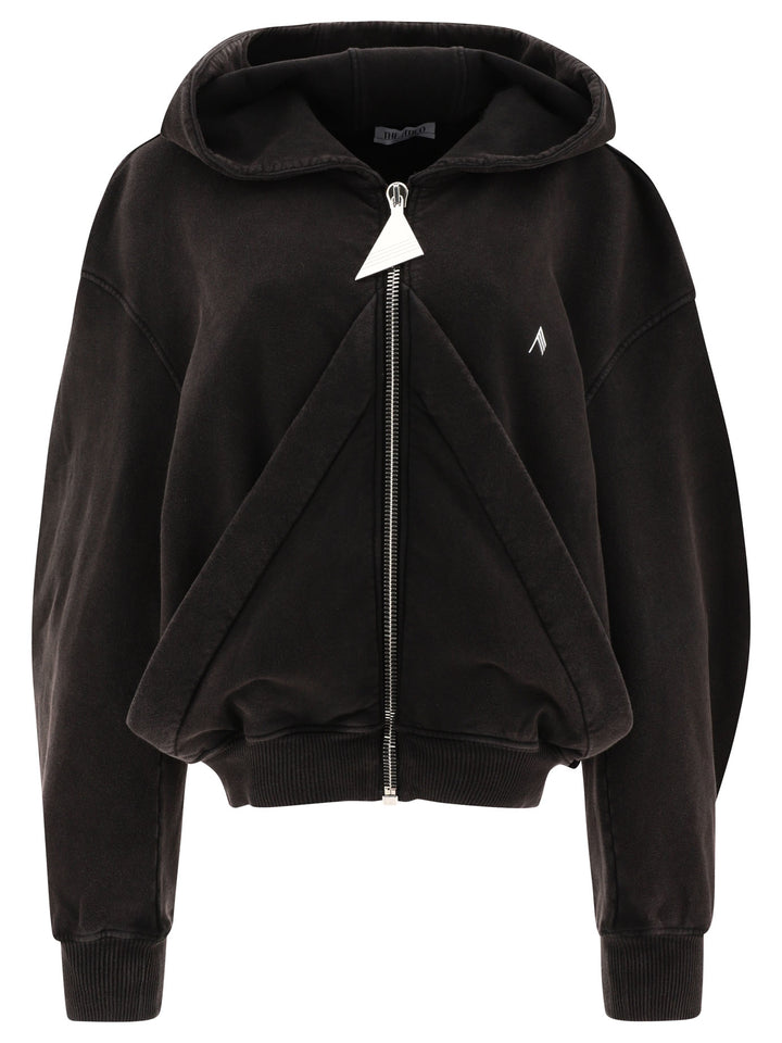 Zippered Hoodie With Logo Sweatshirts Black