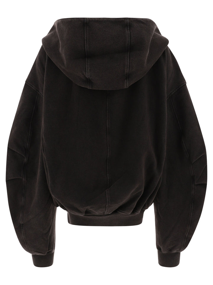 Zippered Hoodie With Logo Sweatshirts Black