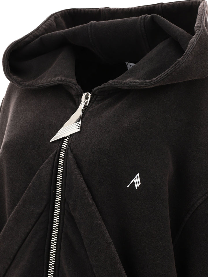 Zippered Hoodie With Logo Sweatshirts Black