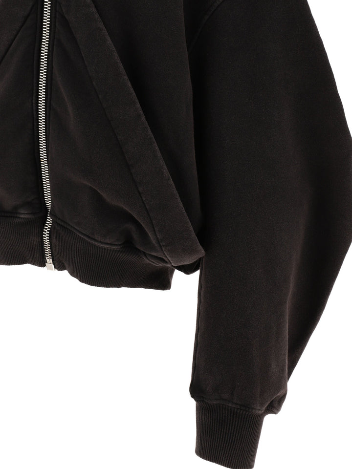 Zippered Hoodie With Logo Sweatshirts Black