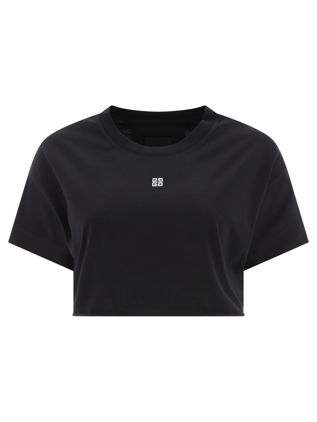 Cropped T-Shirt With Embroidered Logo T-Shirts Black