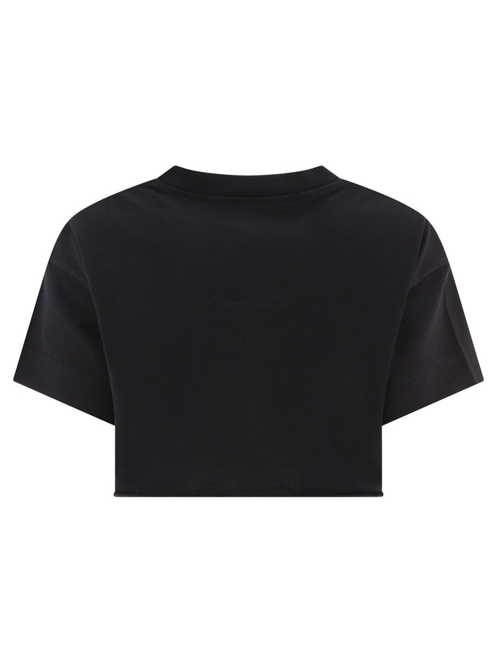 Cropped T-Shirt With Embroidered Logo T-Shirts Black