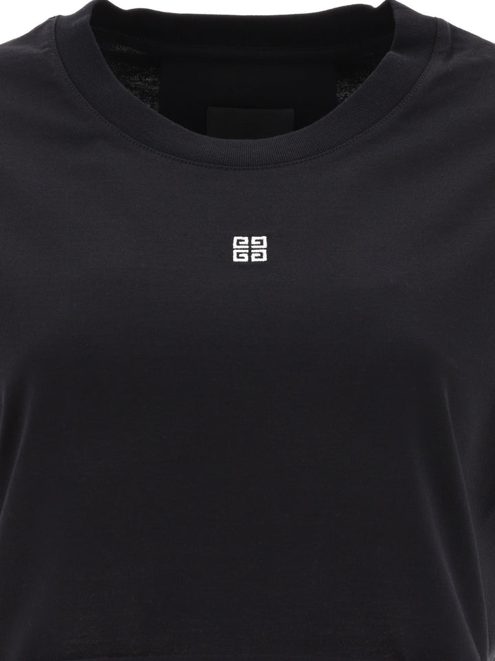 Cropped T-Shirt With Embroidered Logo T-Shirts Black