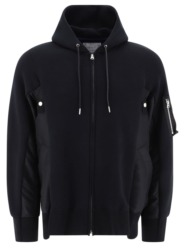 Hybrid Zippered Hoodie Sweatshirts Black