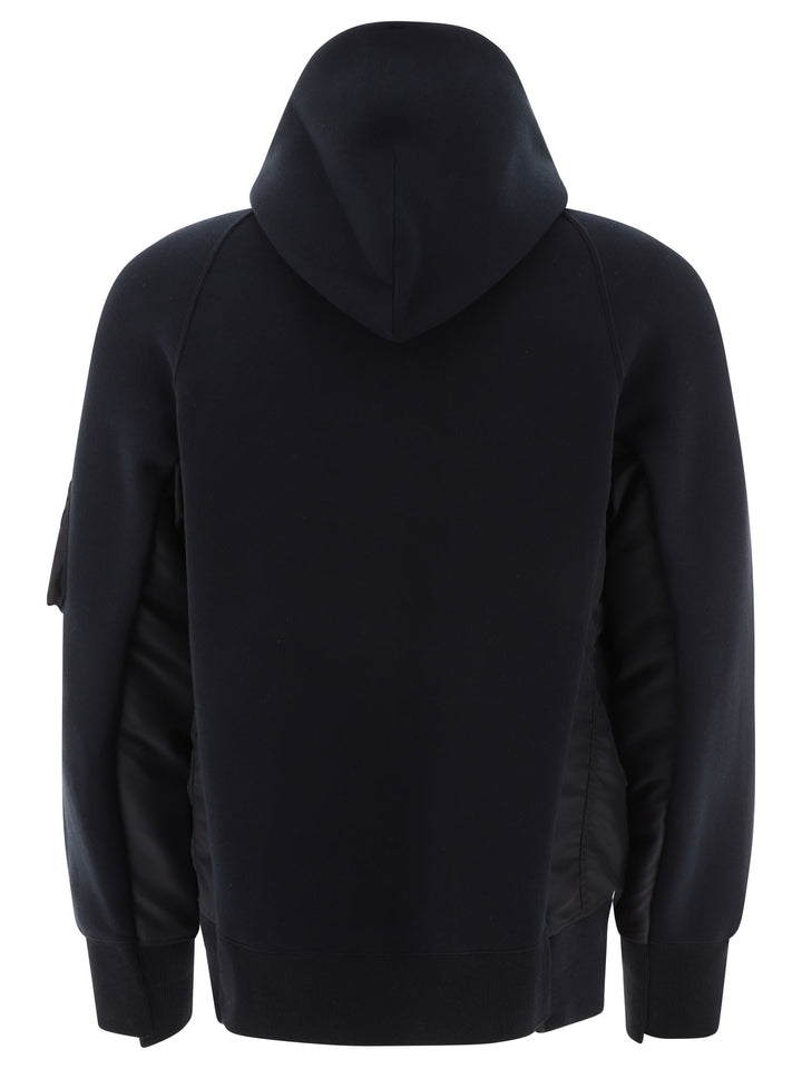 Hybrid Zippered Hoodie Sweatshirts Black