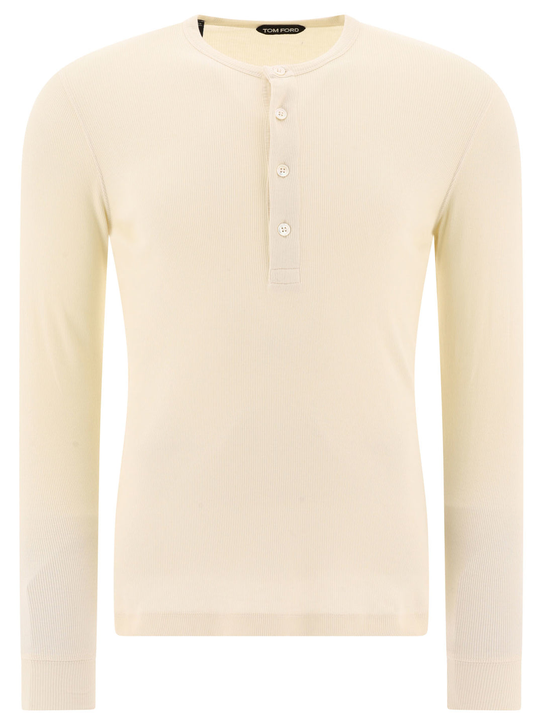 Lyocell Buttoned T-Shirt T-Shirts Beige