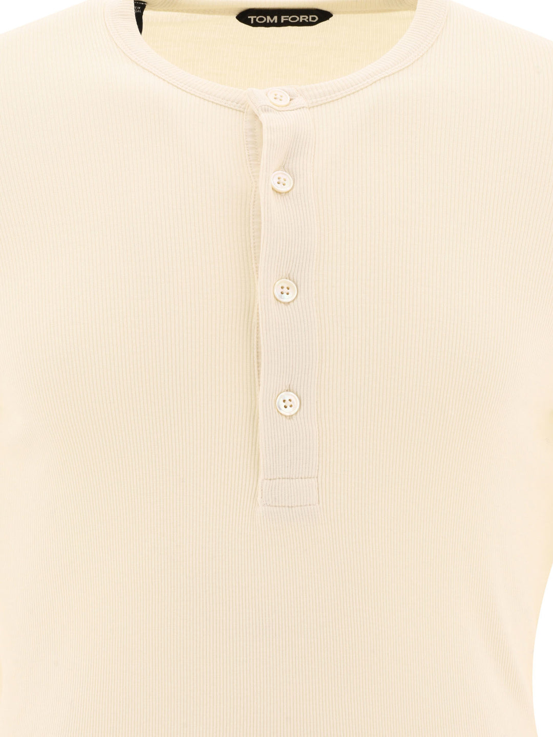 Lyocell Buttoned T-Shirt T-Shirts Beige