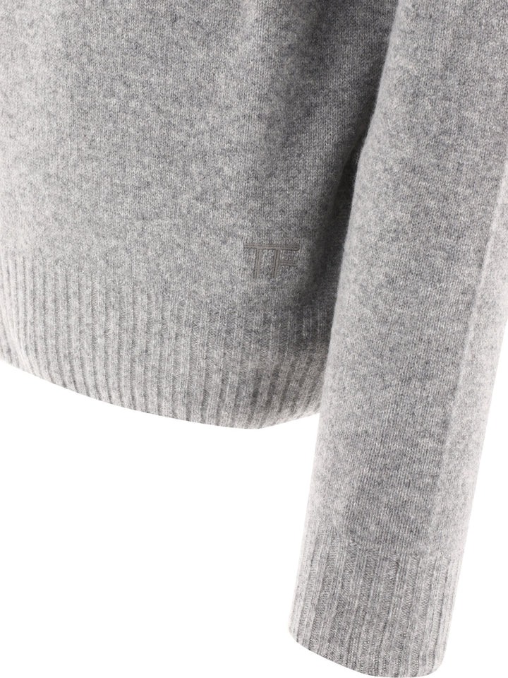 Polo-Style Sweater Knitwear Grey