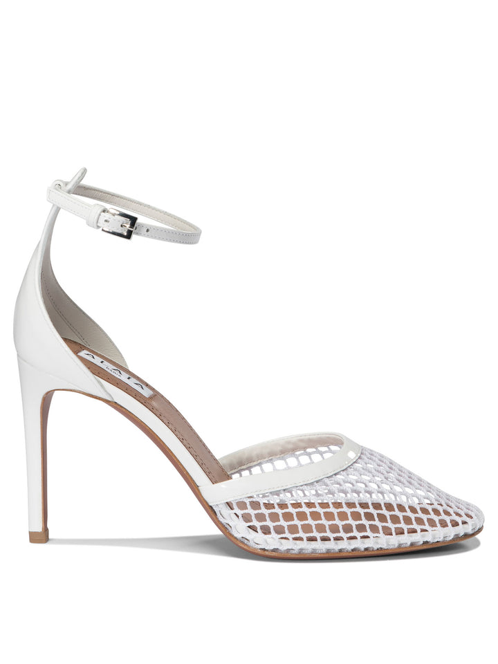 Mesh Pumps Heeled Shoes White