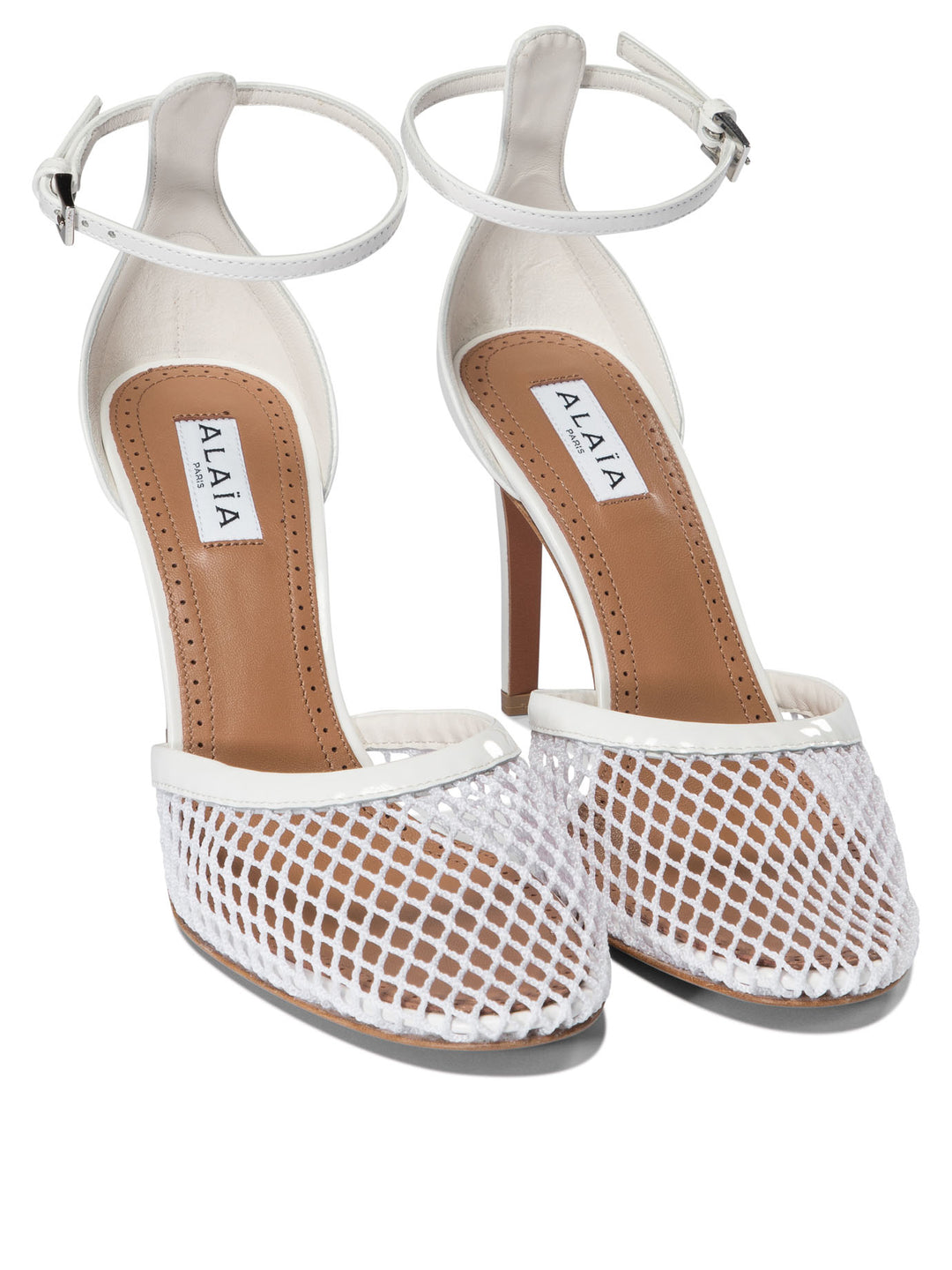 Mesh Pumps Heeled Shoes White