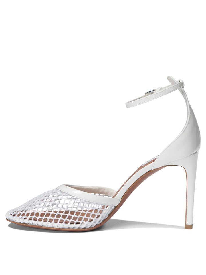 Mesh Pumps Heeled Shoes White