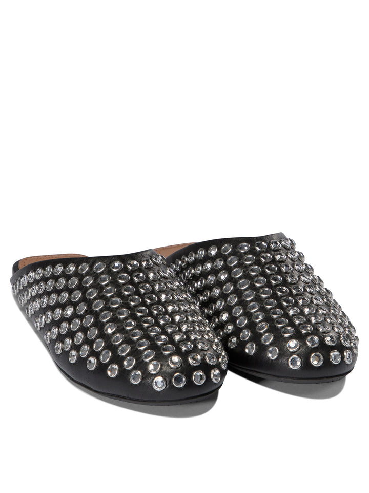 Mules With Rhinestones Loafers & Slippers Black