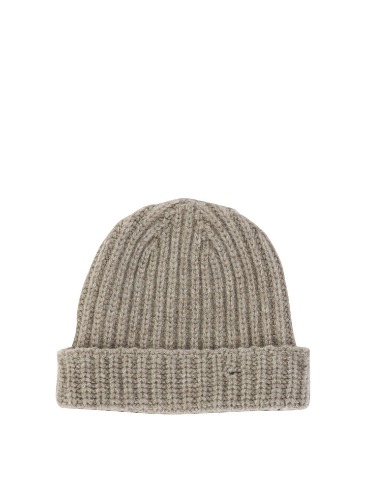 Beanie With Embroidered Logo Hats Beige