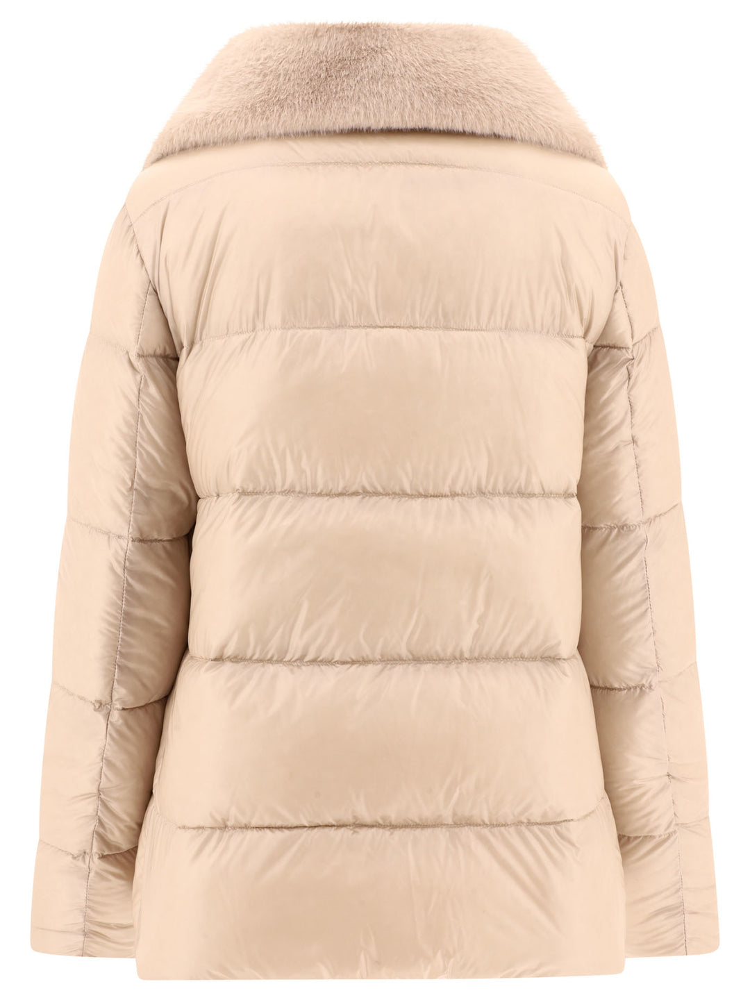 Down Jacket With Faux Fur Inserts Jackets Beige