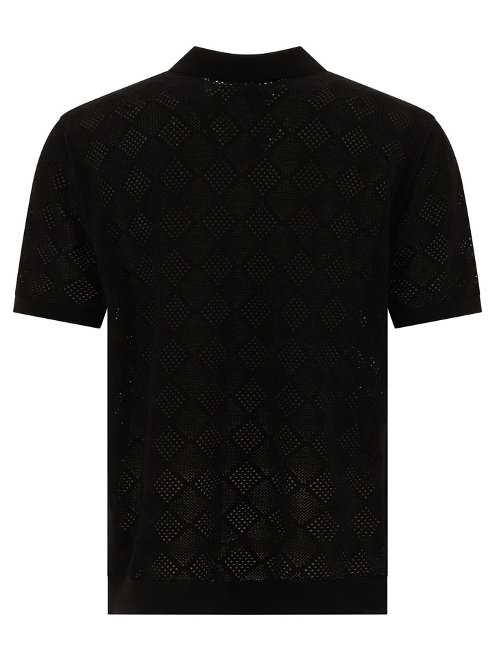 Zip Knit Mesh Polo Shirt Polo Shirts Black