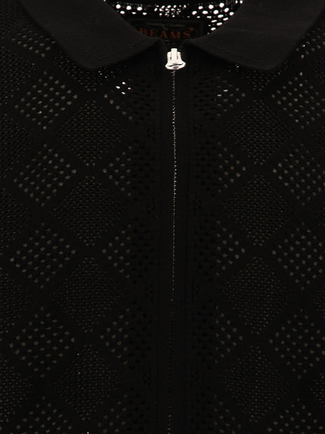 Zip Knit Mesh Polo Shirt Polo Shirts Black