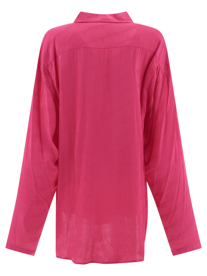 Shirt With Jacquard Logo Shirts Fuchsia