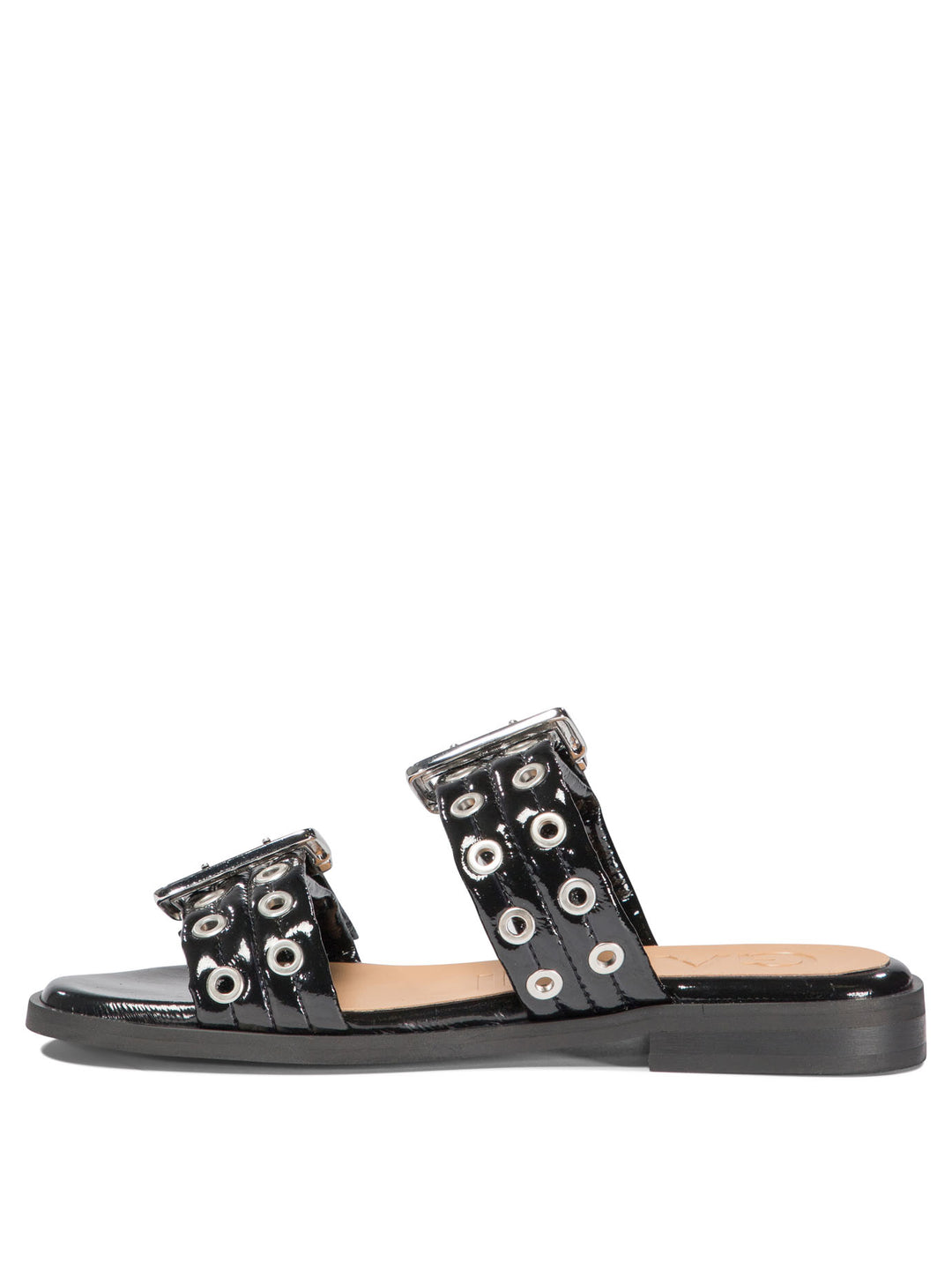 Buckle Two-Strap Sandals Black