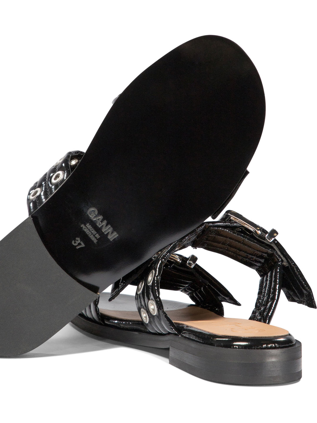 Buckle Two-Strap Sandals Black