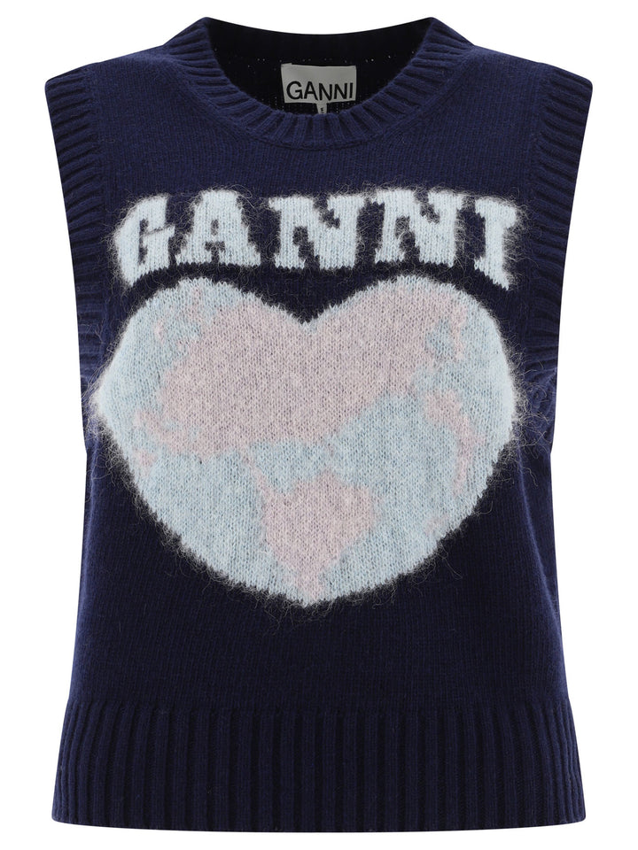 Ganni Love Knitwear Blue