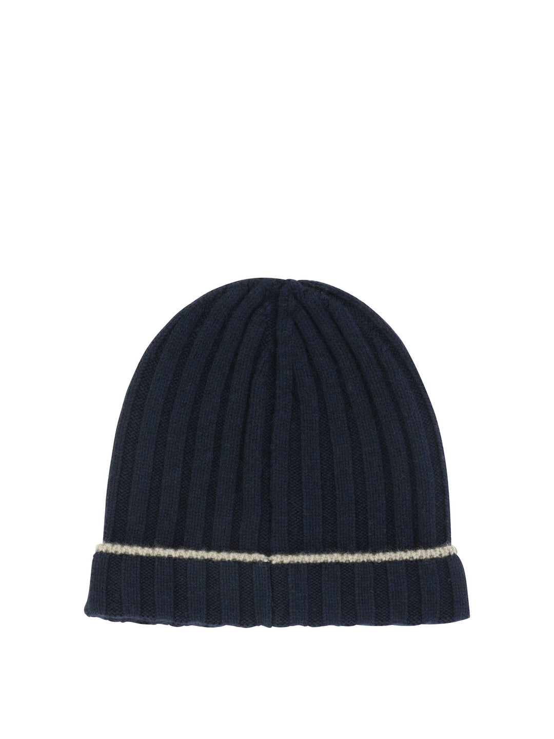 Ribbed Cashmere Knit Beanie Hats Blue