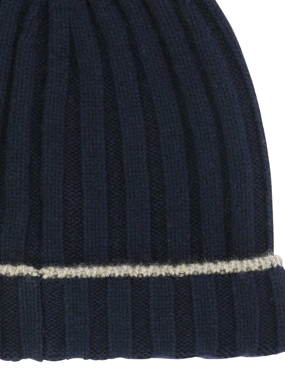 Ribbed Cashmere Knit Beanie Hats Blue