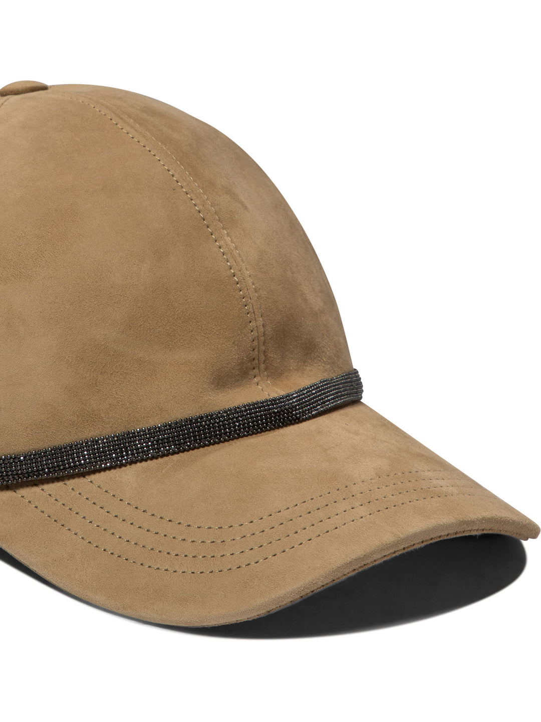 Suede Baseball Cap With Shiny Trim Hats Beige