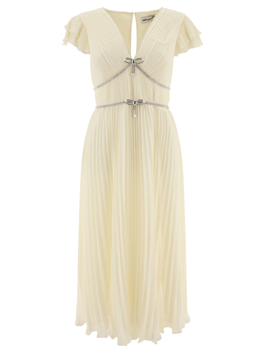 Pleated Chiffon Dress Dresses Beige