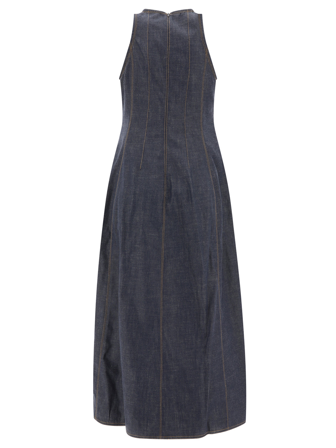 Wet-Effect Denim Dress With Shiny Trims Dresses Blue