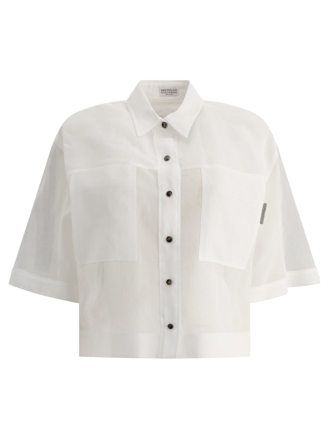 Cotton Organza Shirt With Shiny Tab Shirts White