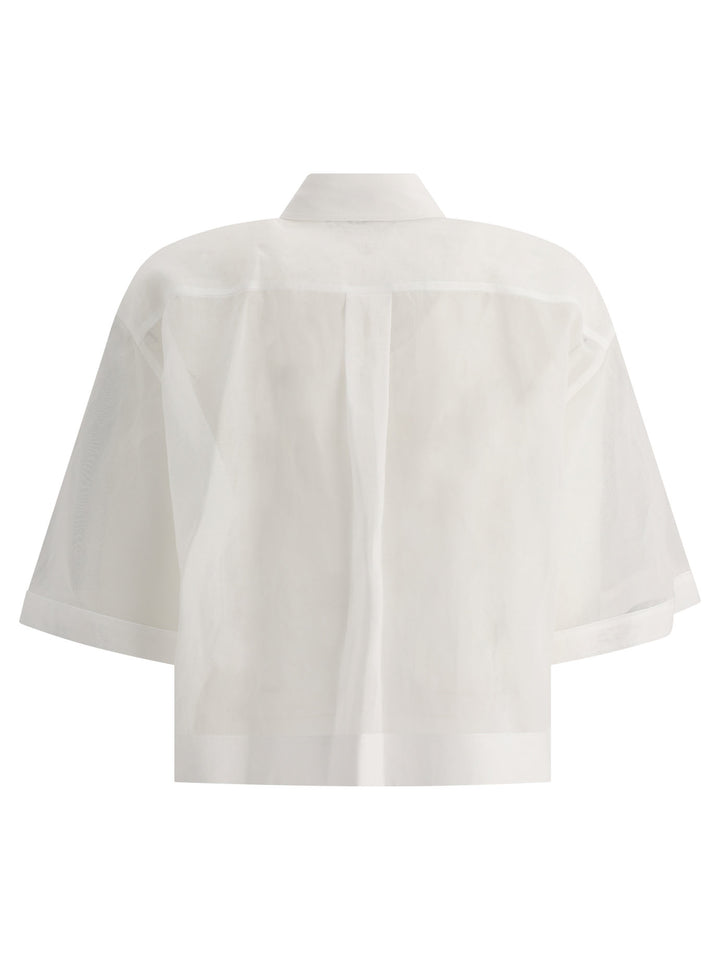 Cotton Organza Shirt With Shiny Tab Shirts White