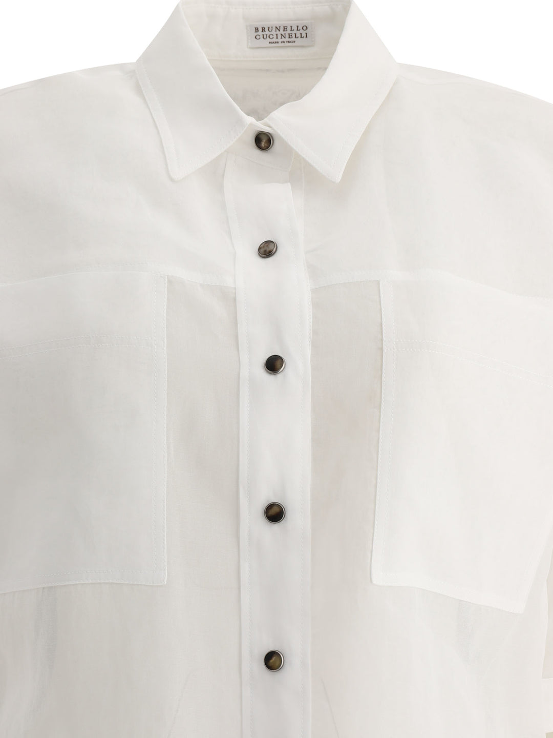 Cotton Organza Shirt With Shiny Tab Shirts White