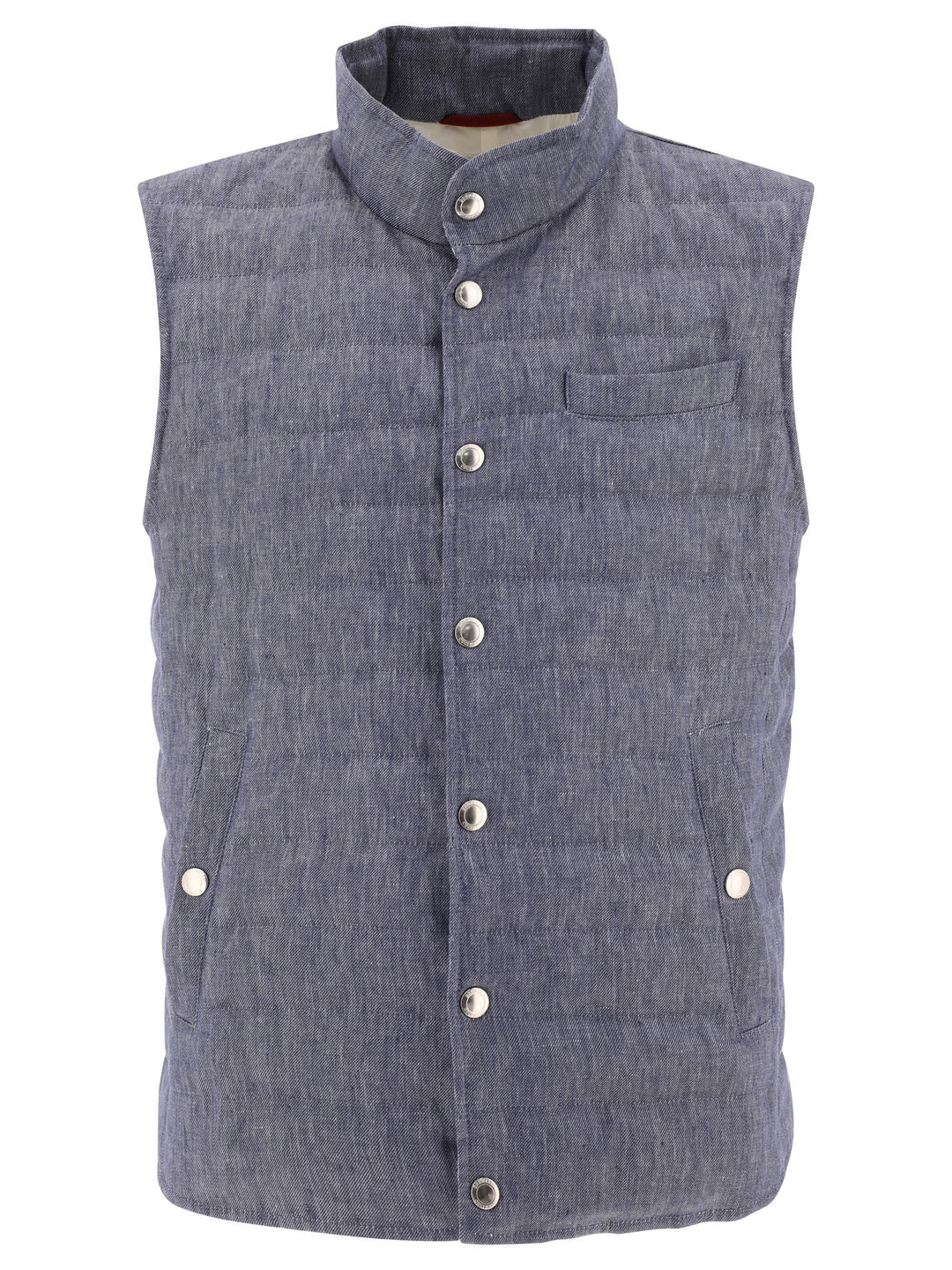 Denim-Effect Linen Vest Jacket Jackets Blue