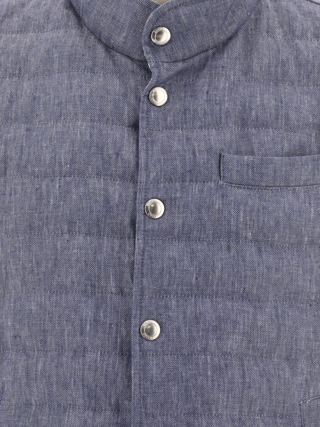 Denim-Effect Linen Vest Jacket Jackets Blue