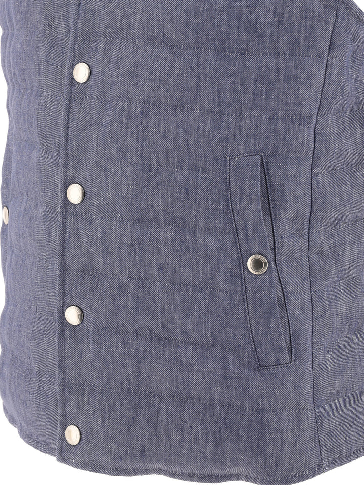 Denim-Effect Linen Vest Jacket Jackets Blue