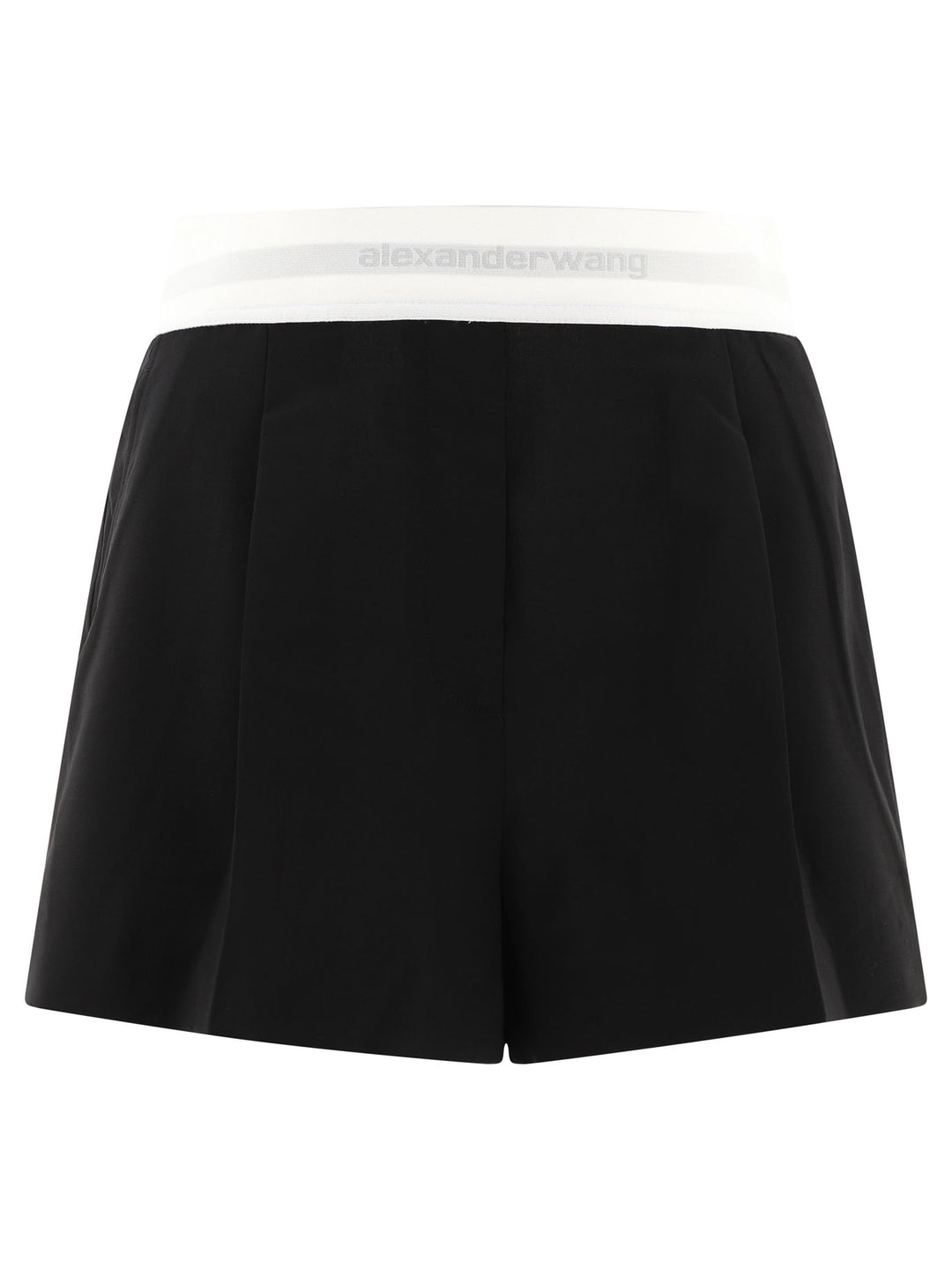 High-Waist Pleated  With Logo Elastic Short Black