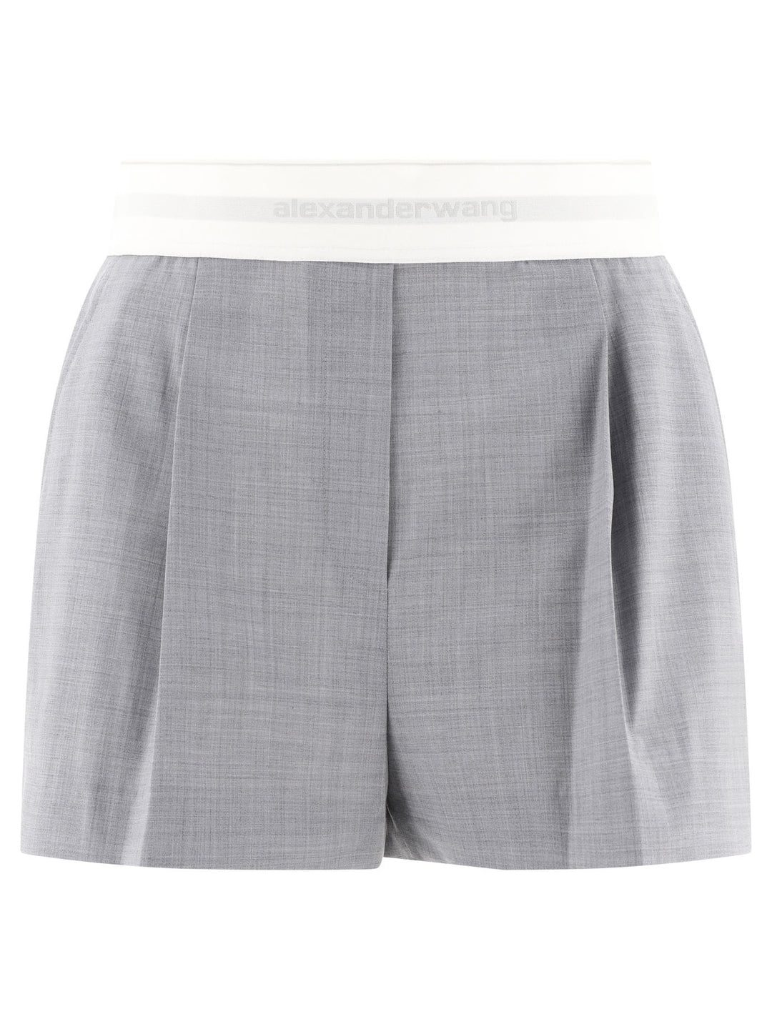 High-Waist Pleated  With Logo Elastic Short Grey