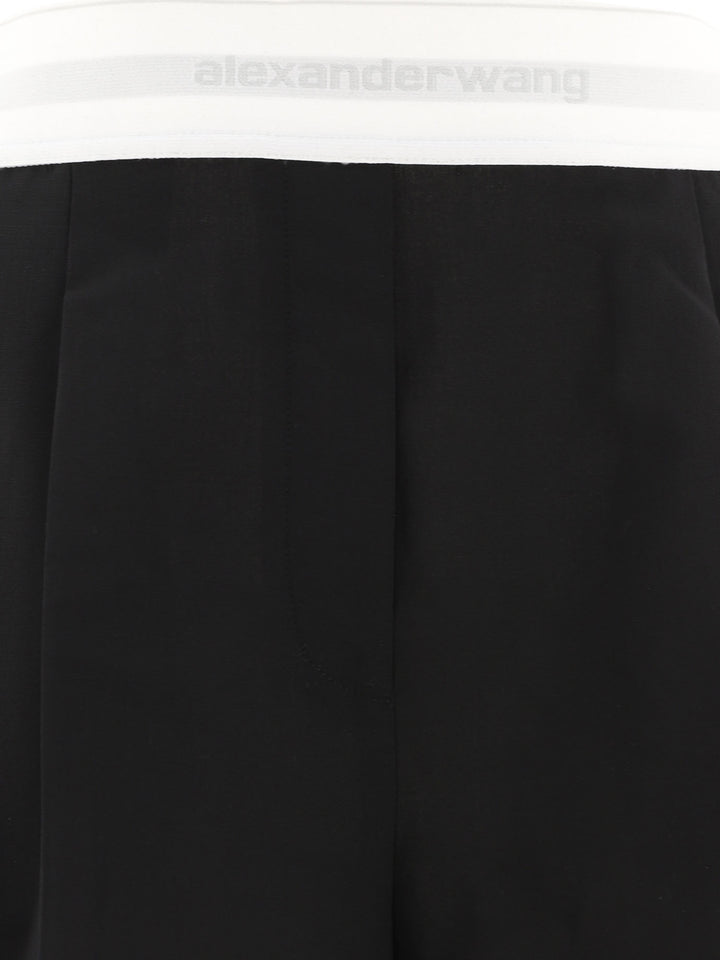 High-Waist Pleated  With Logo Elastic Short Black