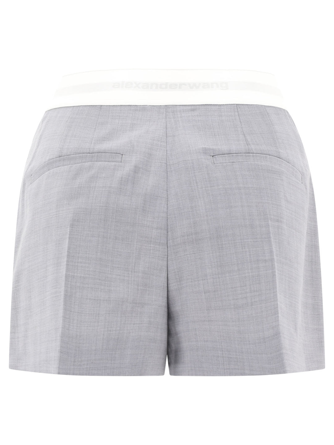 High-Waist Pleated  With Logo Elastic Short Grey