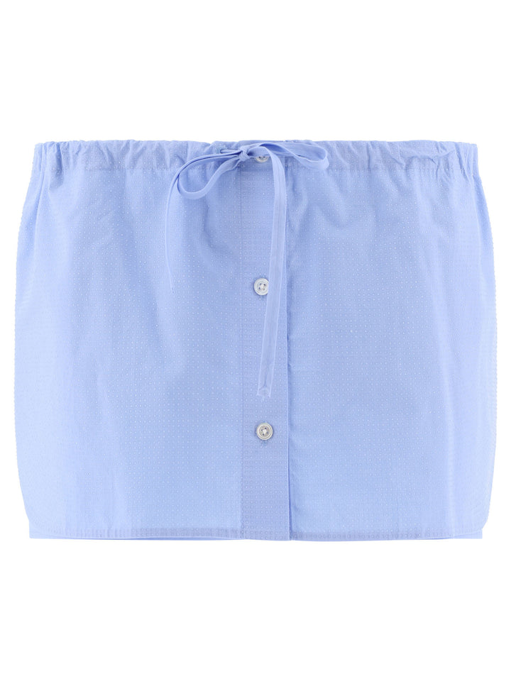 Drawstring Skort With Crystal Hotfix Short Light Blue