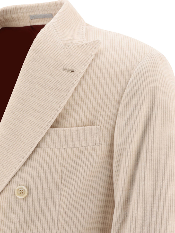 Corduroy Double-Breasted Deconstructed Blazer Jackets Beige