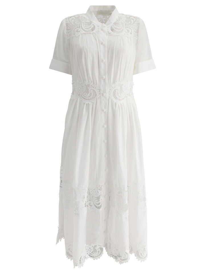 Pop Lace Trimmed Dresses White