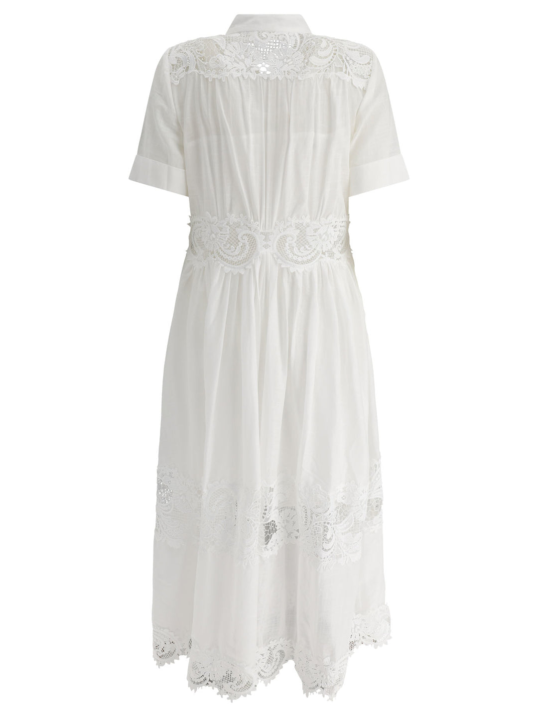 Pop Lace Trimmed Dresses White