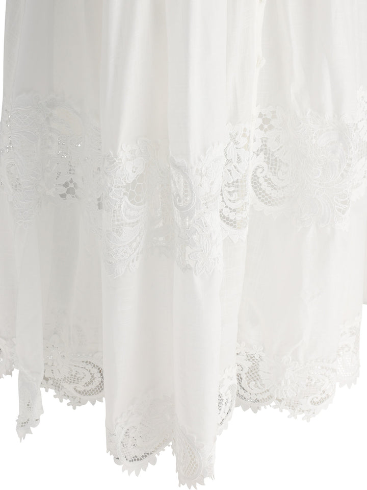 Pop Lace Trimmed Dresses White