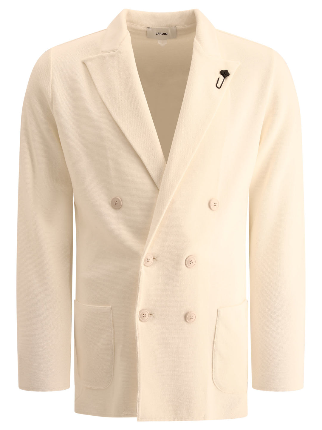 Double-Breasted Knit Blazer Jackets White