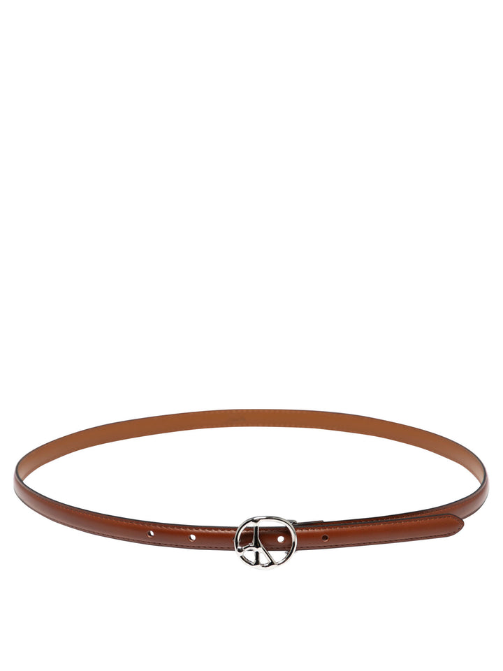 Peace Buckle Narrow Belts Brown