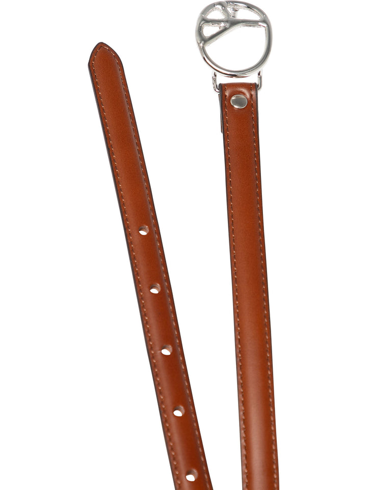 Peace Buckle Narrow Belts Brown