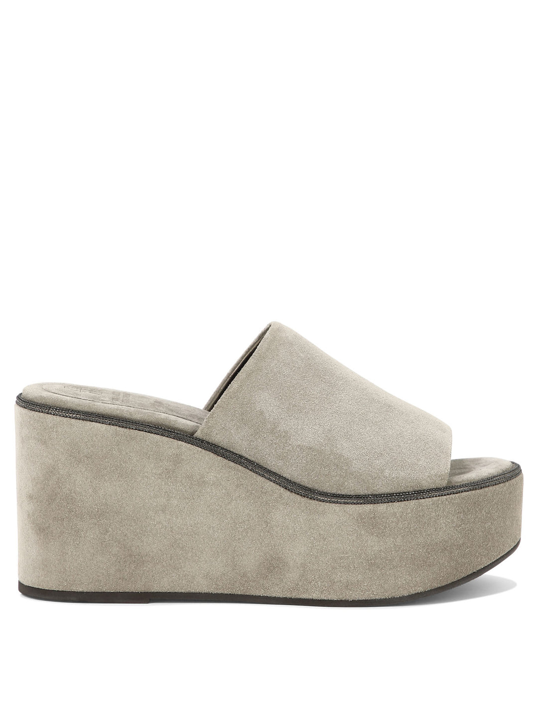 Suede Wedges With Precious Welt Sandals Beige