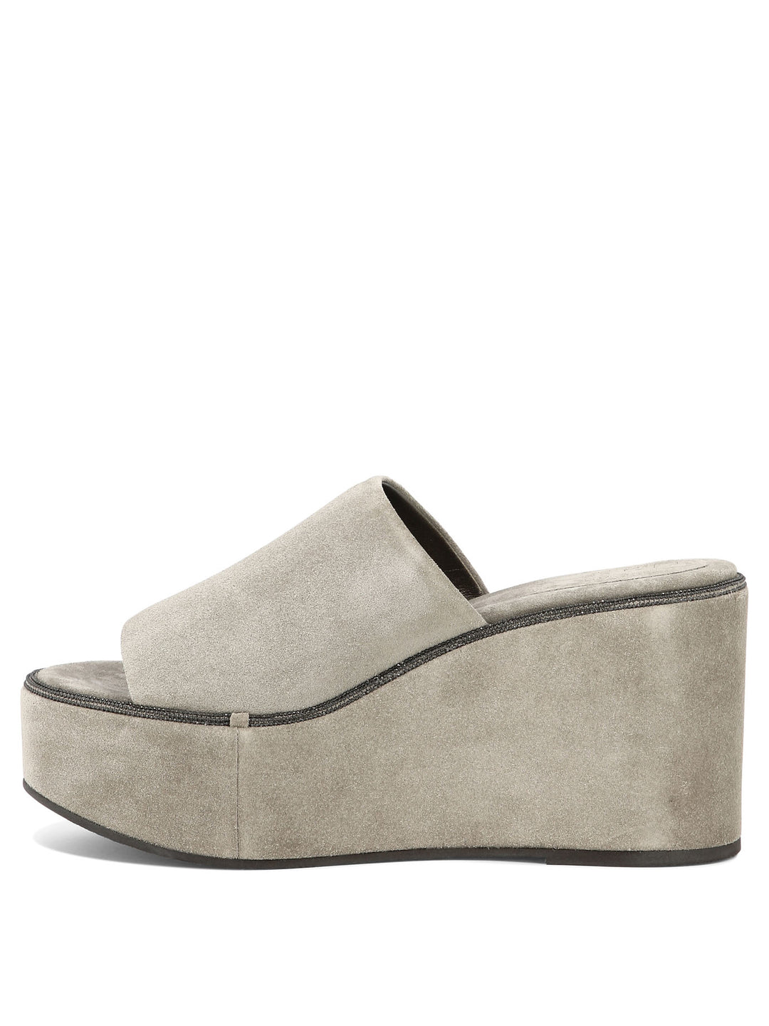 Suede Wedges With Precious Welt Sandals Beige