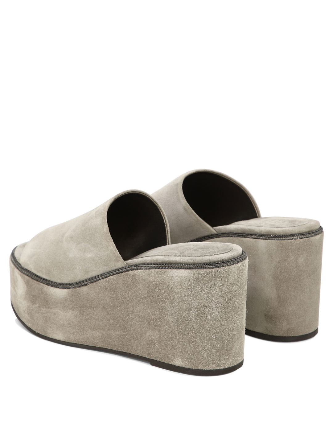 Suede Wedges With Precious Welt Sandals Beige